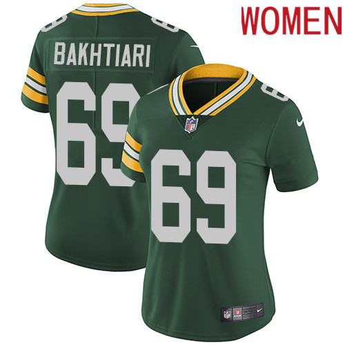 2019 Women Green Bay Packers #69 Bakhtiari green Nike Vapor Untouchable Limited NFL Jersey->los angeles chargers->NFL Jersey